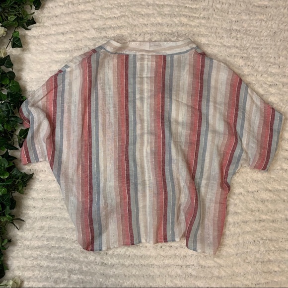 Rails Thea Striped Linen Tie-Front Top, Tropic - Picture 4 of 4